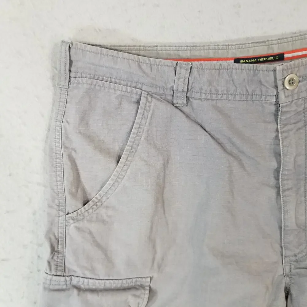 Banana Republic cargo hiking shorts mens 38x11 gray cotton ripstop outdoor urban